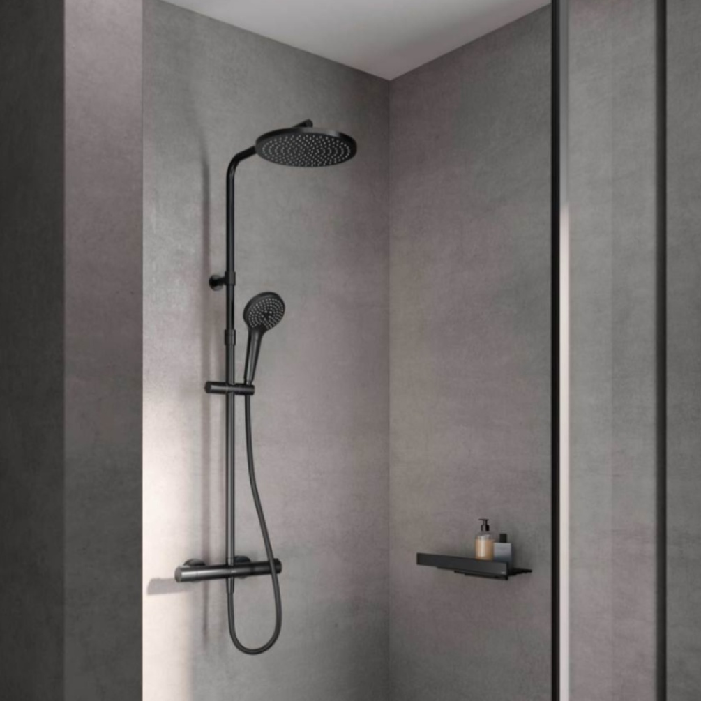 Product Lifestyle image of Keuco Plan Blue Matt Black Thermostatic Shower Mixer 53926 372321